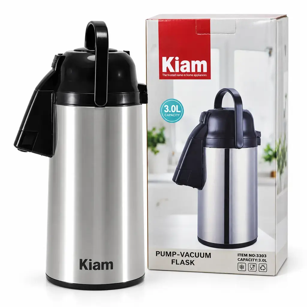 Kiam 3303 Silver Pump Vacuum Flask – 3L