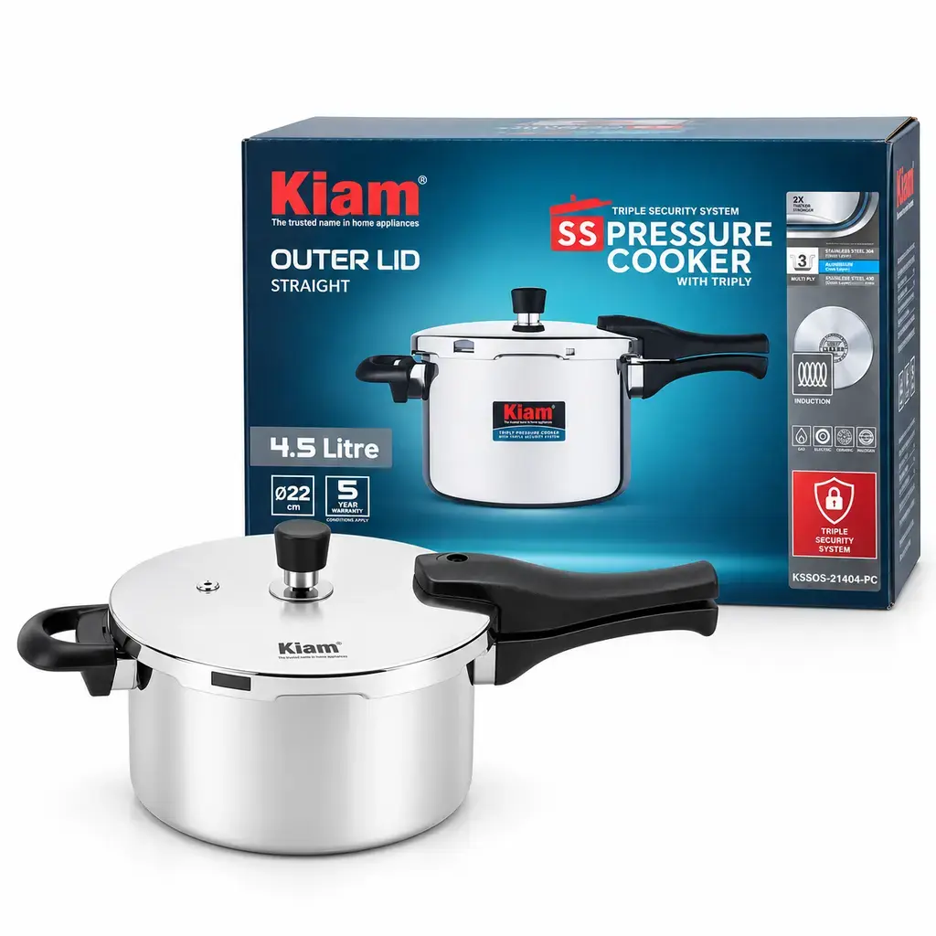 Kiam SS Triply Outer Lid Pressure Cooker – 4.5 Litre
