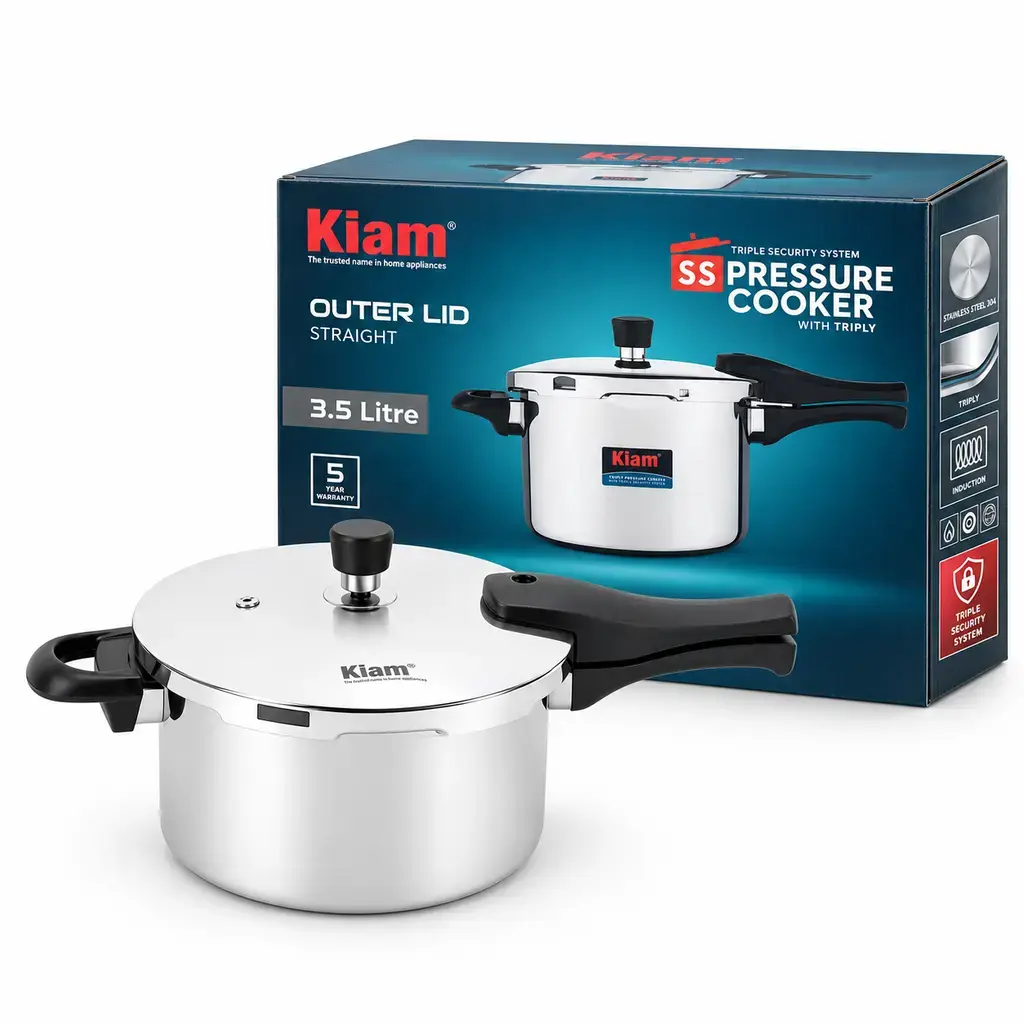 Kiam SS Triply Outer Lid Pressure Cooker – 3.5 Litre