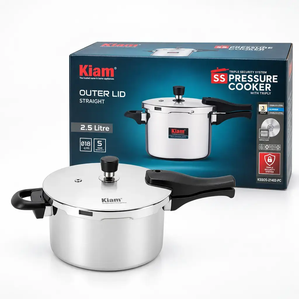 Kiam SS Triply Outer Lid Pressure Cooker – 2.5 Litre