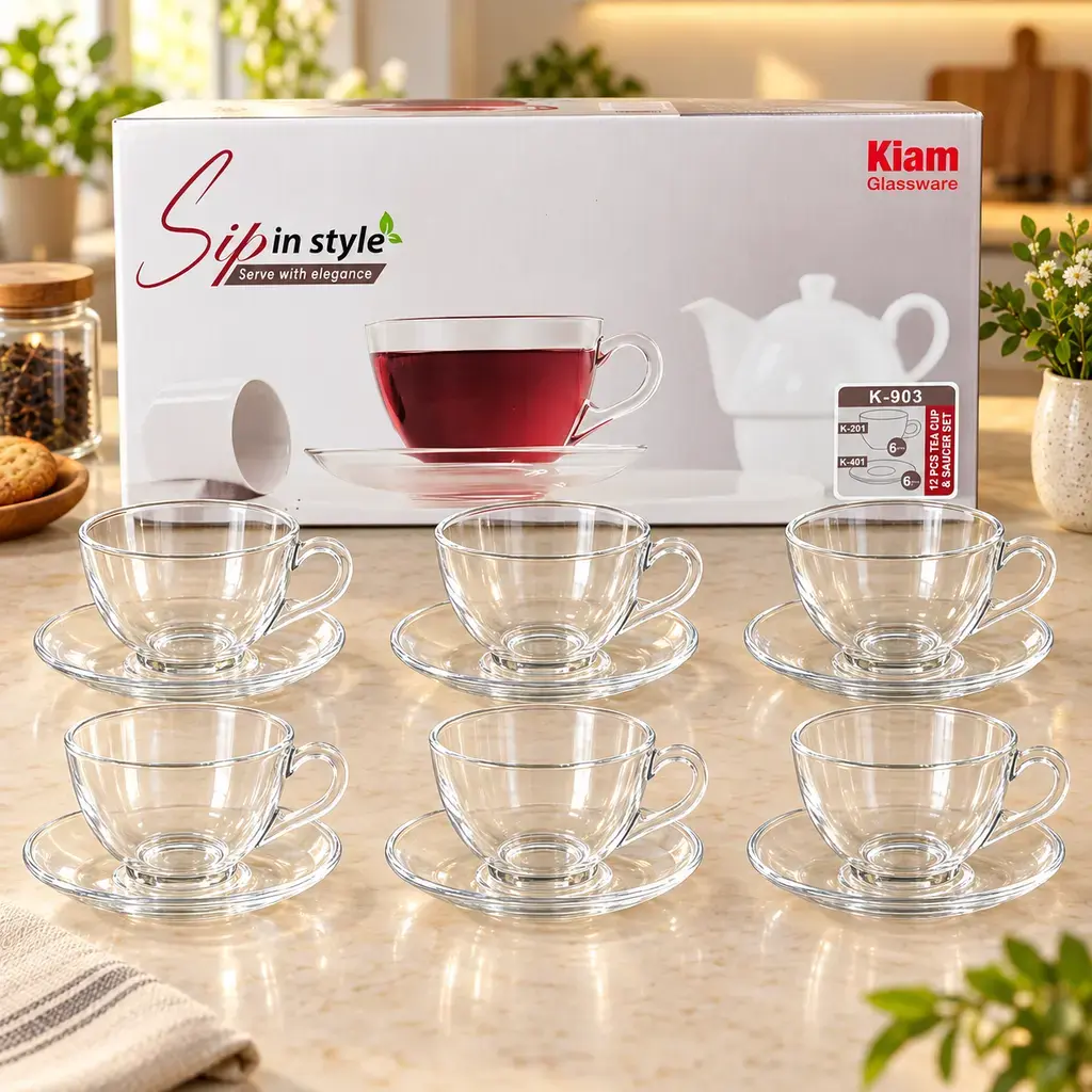 Kiam K-903 — Tea Cup & Saucer Set, 12 Pieces