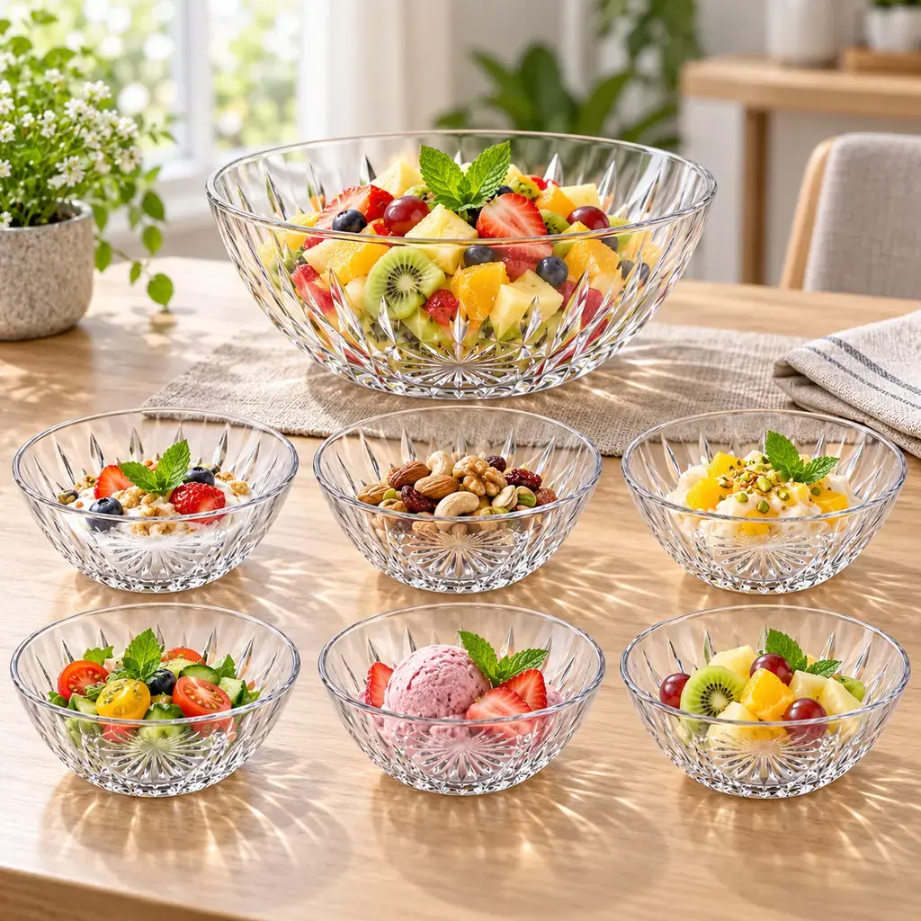 Kiam K-902 Premium Diamond Glass Bowl Set – 7 Pieces