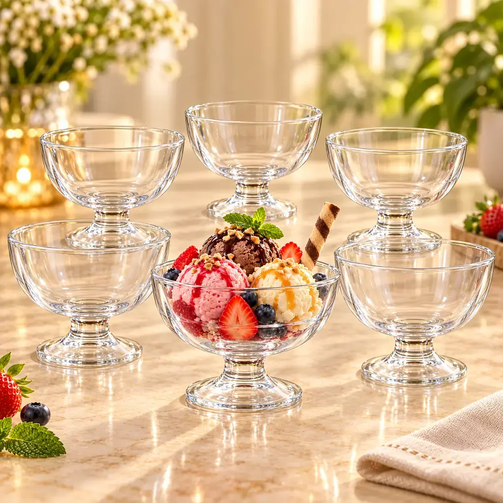 Kiam K-701 Premium Glass Dessert Bowl Set – 6 Pieces