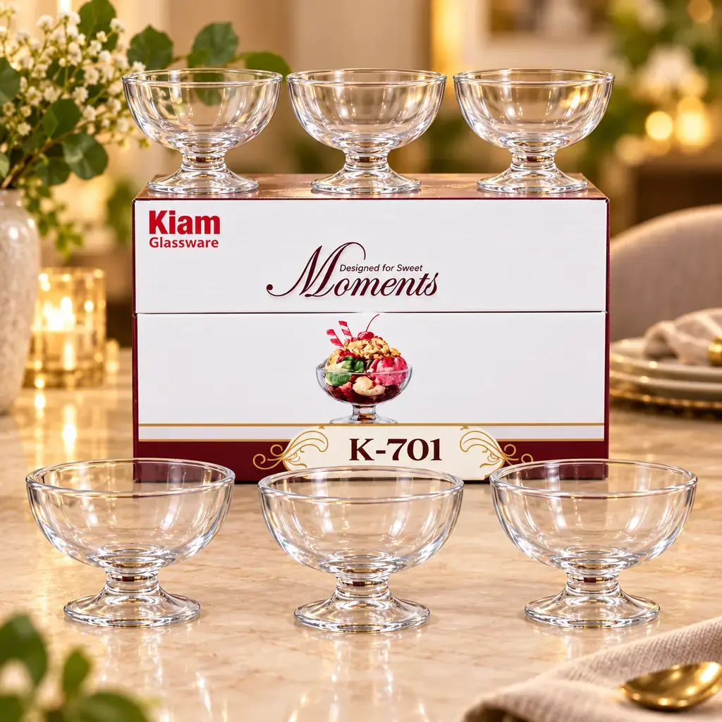 Kiam K-701 Premium Glass Dessert Bowl Set – 6 Pieces
