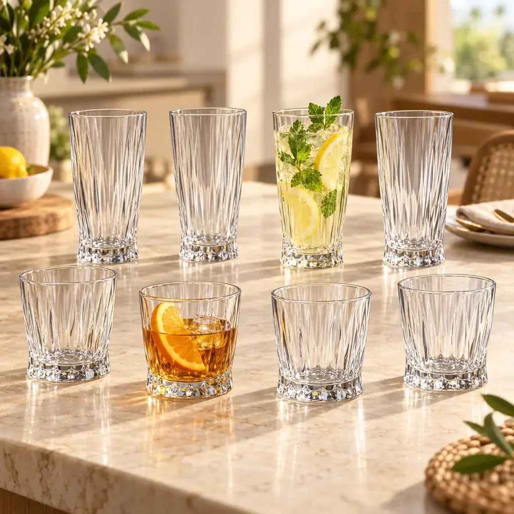 Kiam K-1001 Tumbler & Coke Glass Set – 8 Pieces