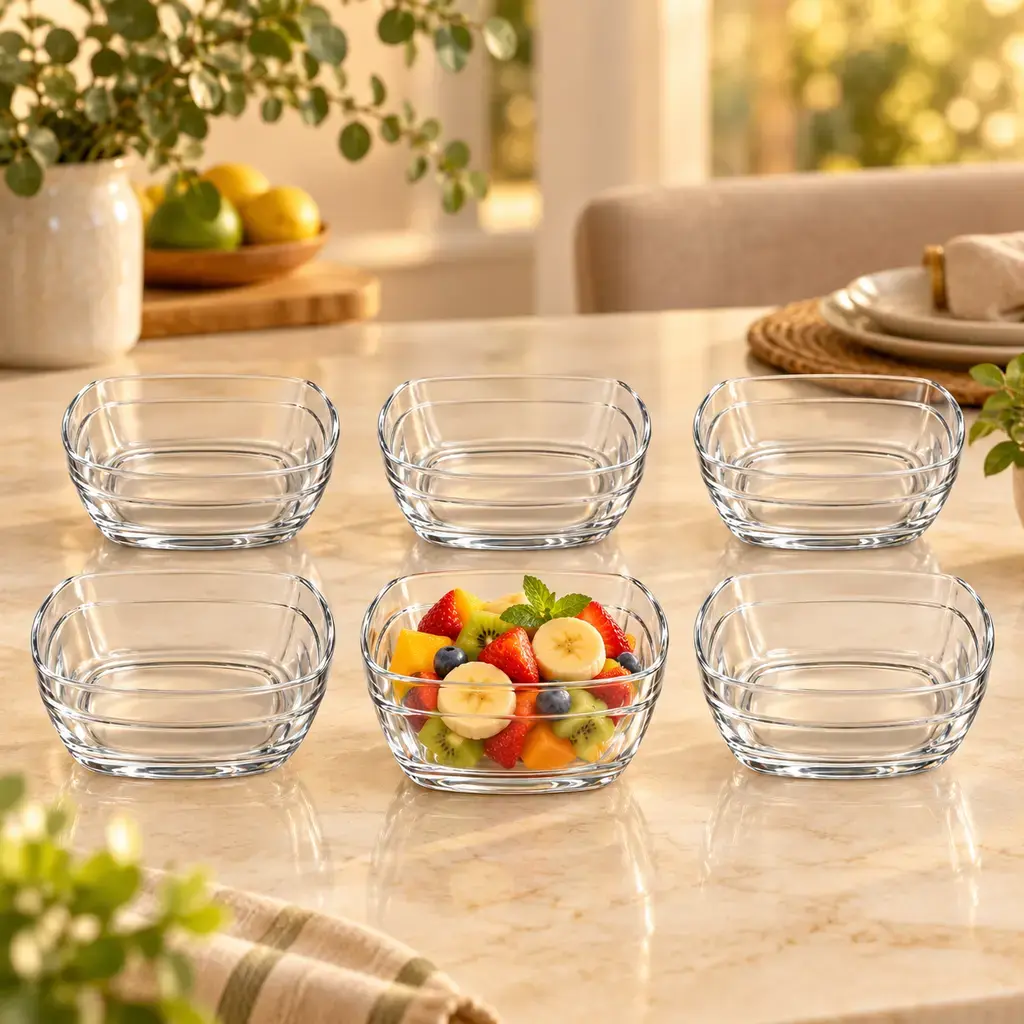 Kiam K-518 Square Glass Bowl Set – 6 Pieces