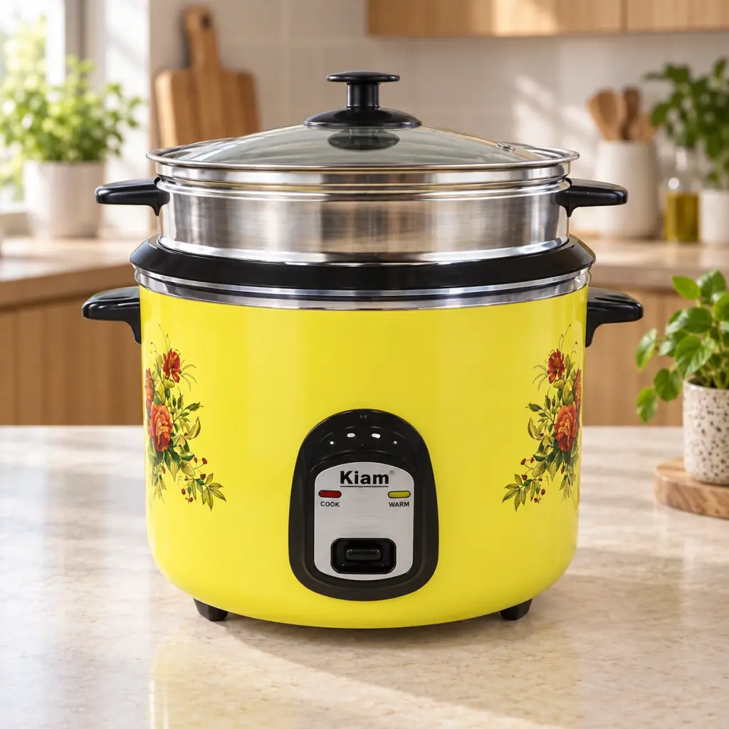 Kiam SFB-5704 Double Pot Rice Cooker 2.8L – 1000W – Yellow