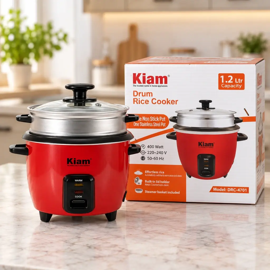 Kiam DRC-4701 Double Pot Drum Rice Cooker 1.2L – 400W