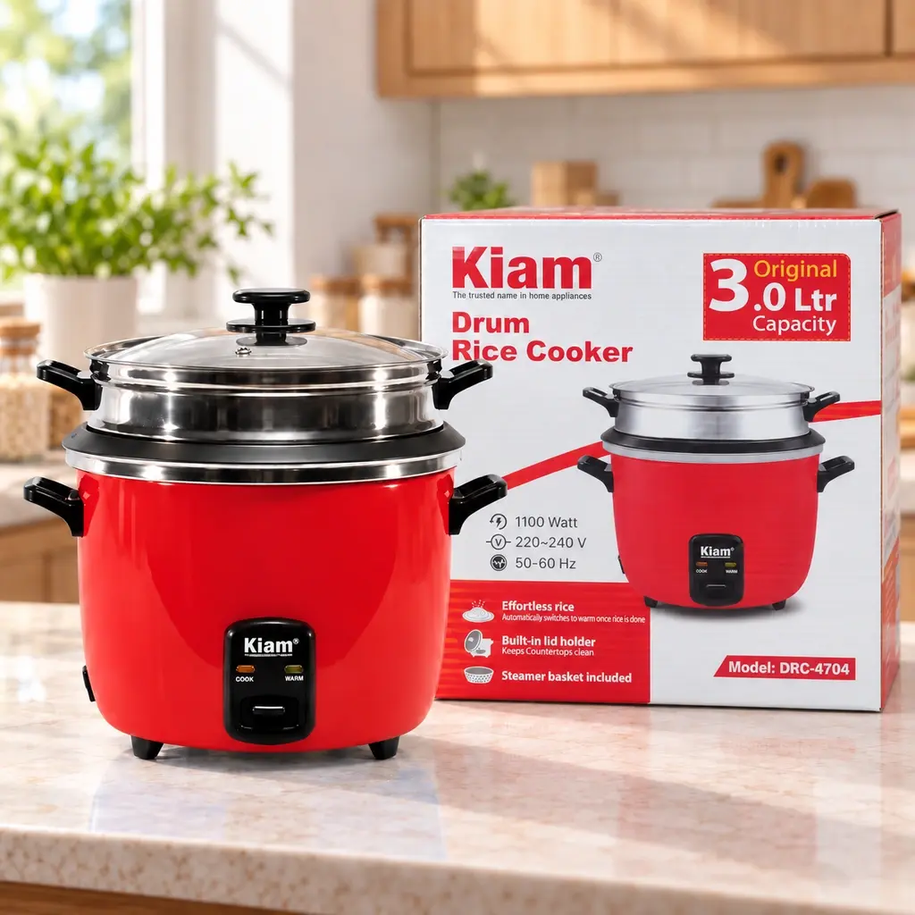 Kiam DRC-4704 Double Pot Drum Rice Cooker 3.0L – 1100W