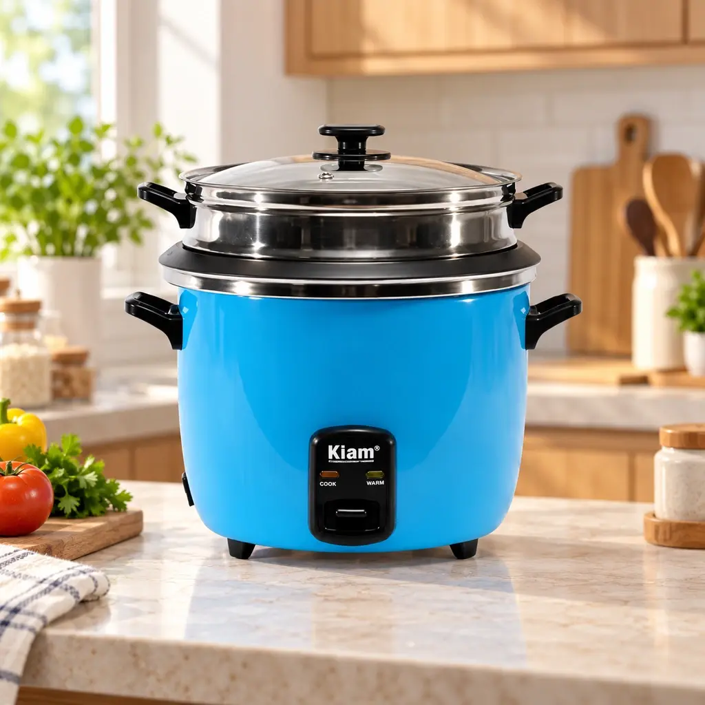 Kiam DRC-4704 Double Pot Drum Rice Cooker 3.0L – 1100W – Blue