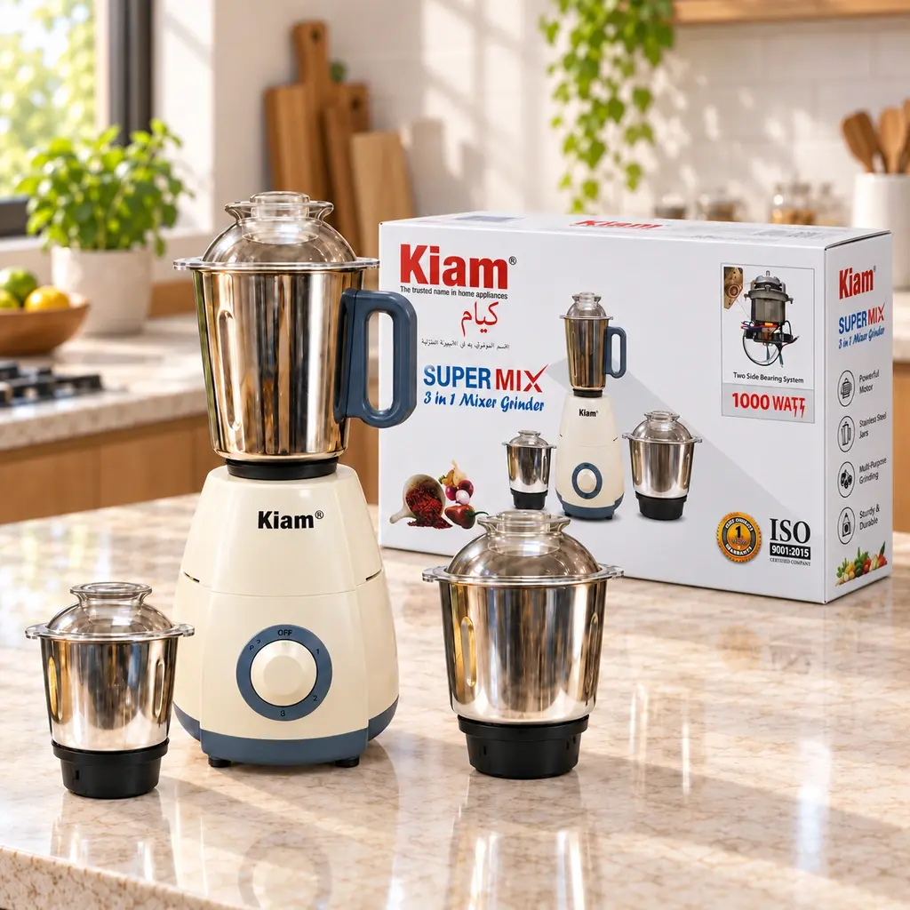 Kiam Super Mix 3 in 1 Mixer Grinder – 1000W