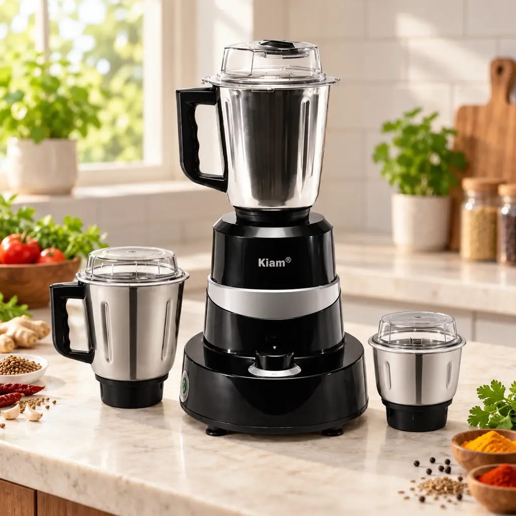 Kiam Turbo Mix Premium 3 Jar Mixer Grinder – 1200W – Black