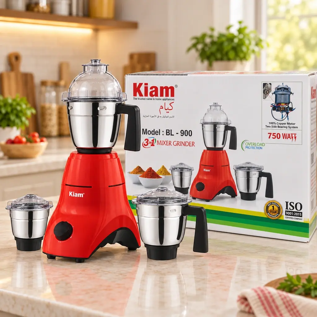 Kiam BL-900 3 in 1 Mixer Grinder – 750W – Red