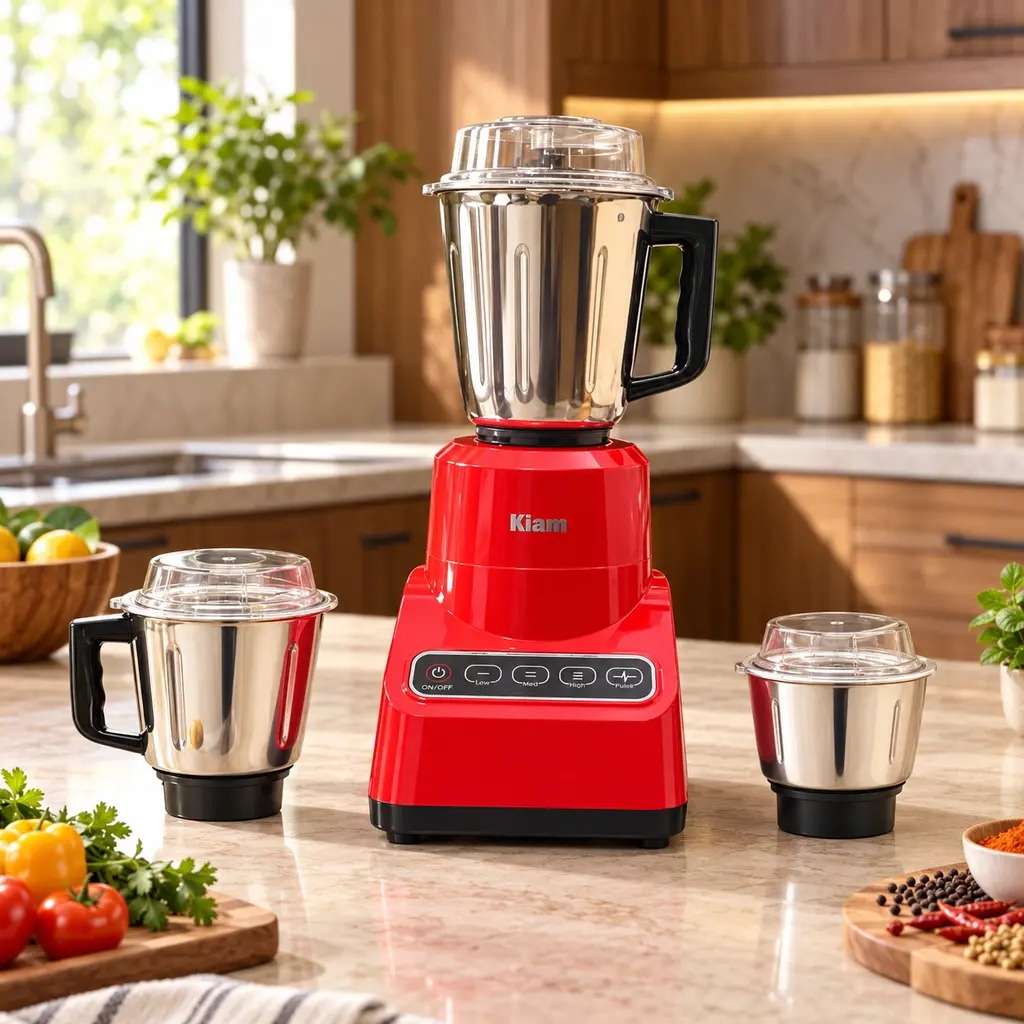Kiam Stylo Mix 3 Jar Mixer Grinder – 1500W – Red