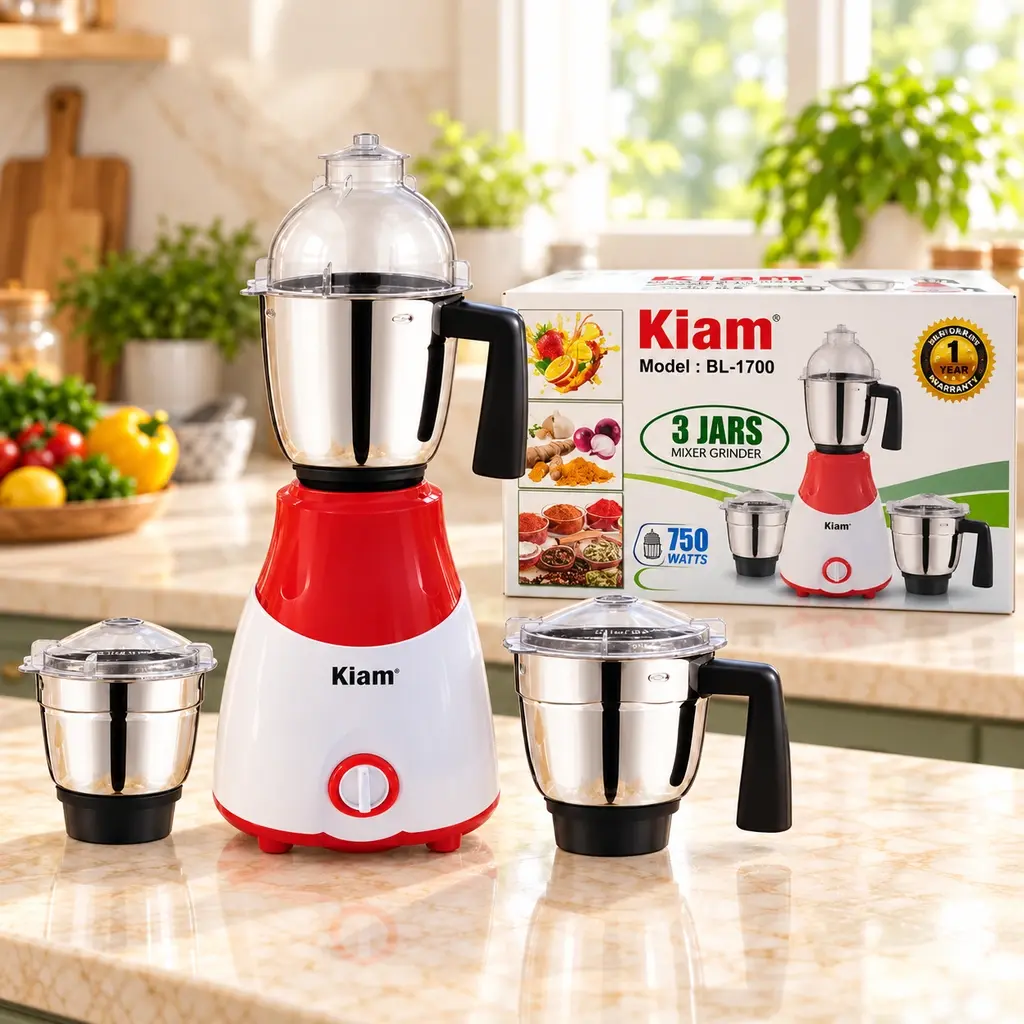 Kiam BL-1700 Mixer Grinder – 750W – Red & White