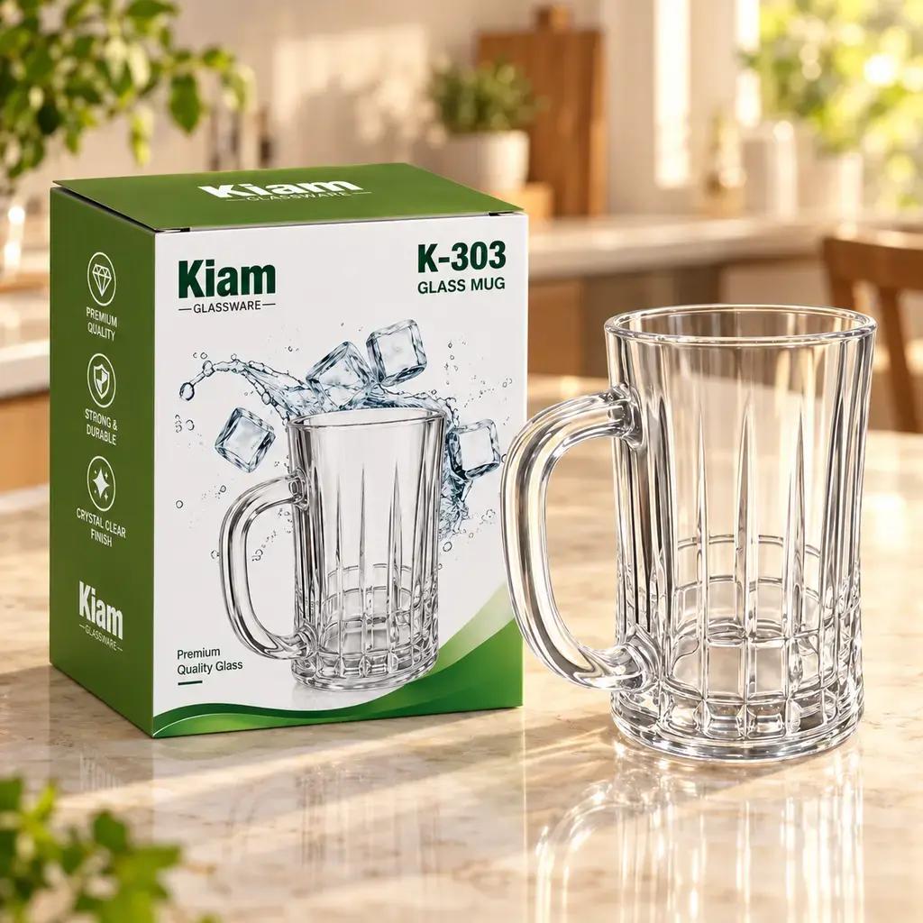 Kiam K-303 Premium Glass Mug – Single Piece