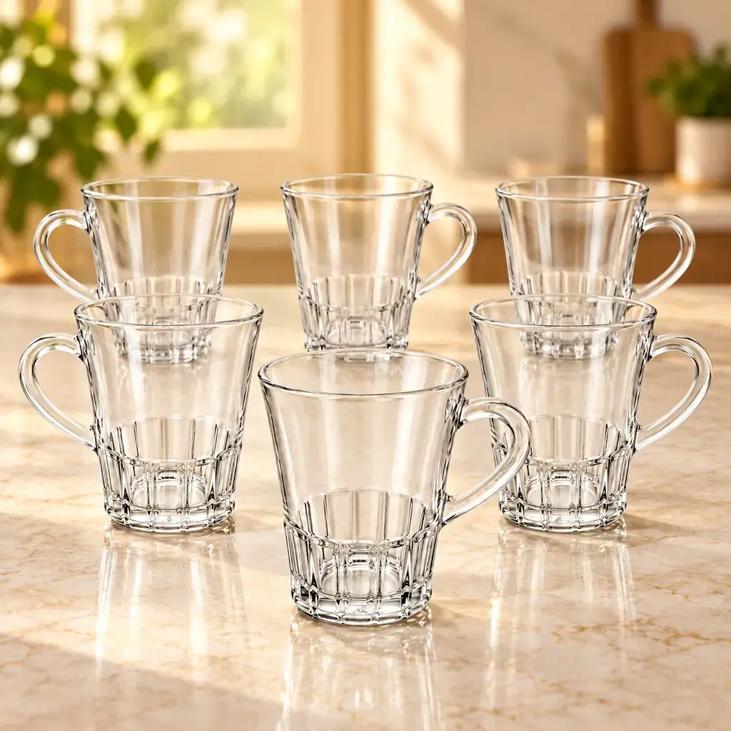 Kiam K-205 Premium Glass Tea Cup Set – 6 Pieces