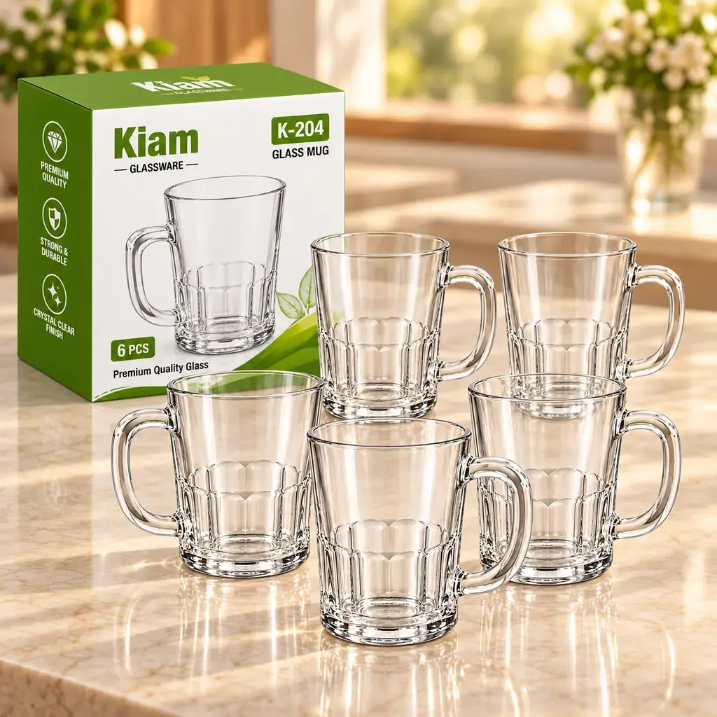 Kiam K-204 Premium Glass Tea Cup Set – 6 Pieces