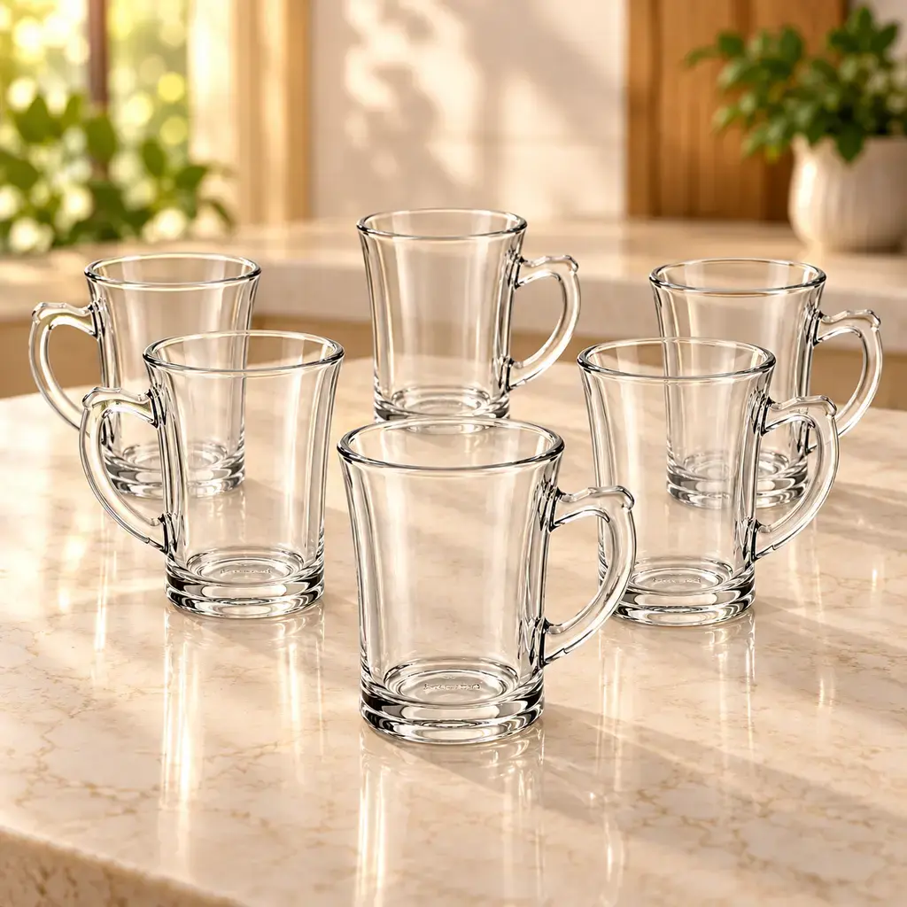 Kiam K-203 Premium Glass Tea Cup Set – 6 Pieces
