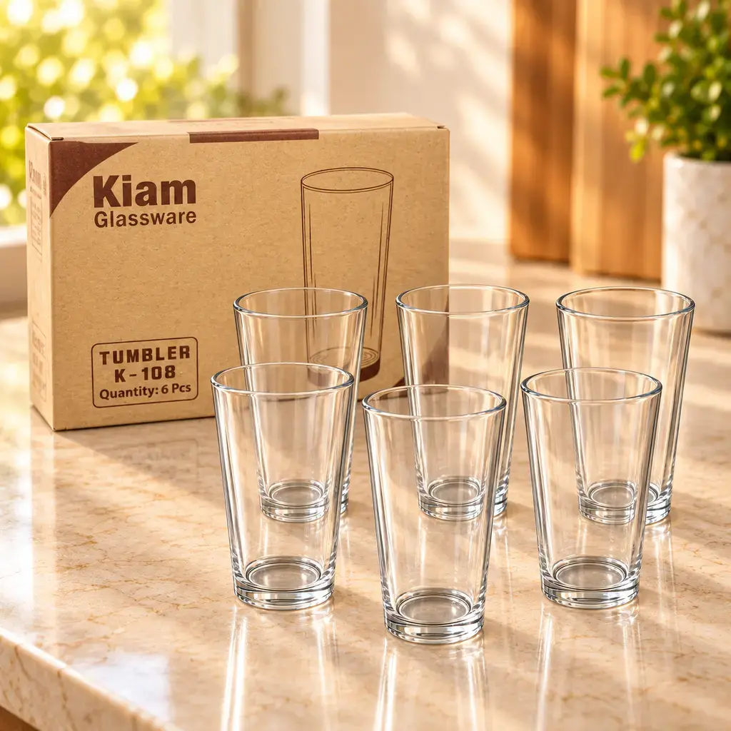 Kiam K-108 Premium Glass Tumbler Set – 6 Pieces