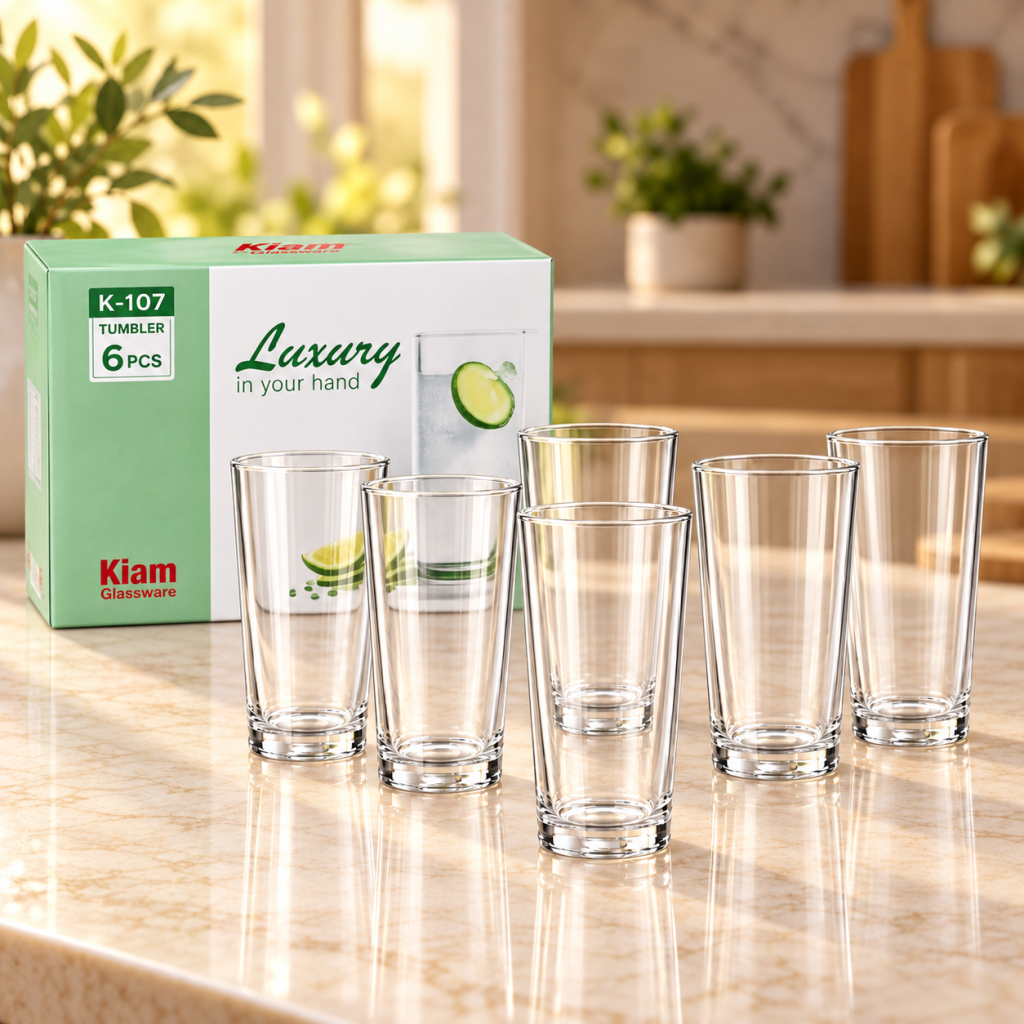 Kiam K-107 Premium Glass Tumbler Set – 6 Pieces