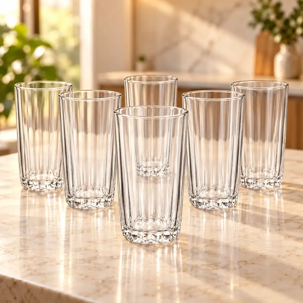 Kiam K-106 Premium Fluted Glass Tumbler Set – 6 Pieces