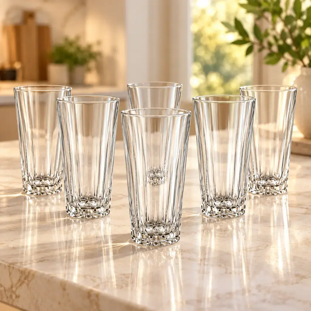 Kiam K-105 Premium Crystal-Cut Glass Tumbler Set – 6 Pieces