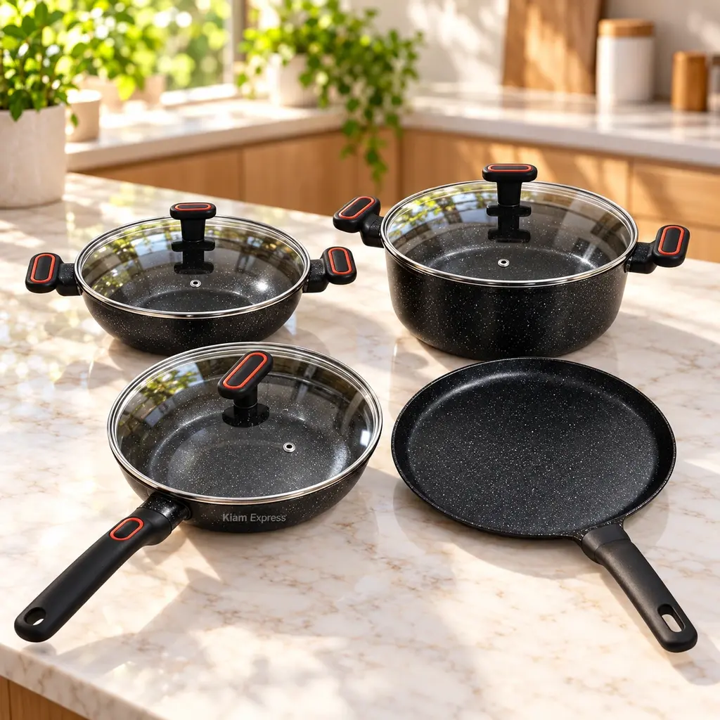 Kiam 7-Piece Die-Cast Cookware Set – Black