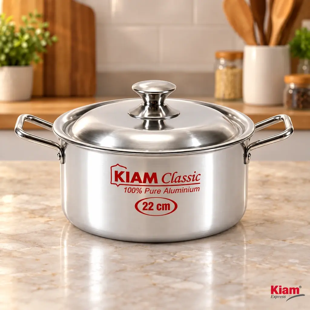 e Kiam Classic Aluminium Stock Pot with Lid – 22cm