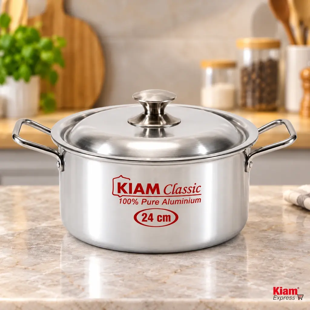 Kiam Classic Aluminium Stock Pot with Lid – 24cm
