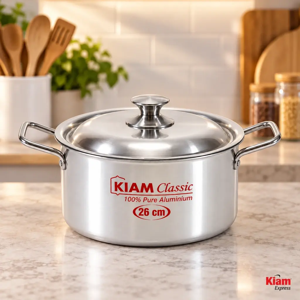 Kiam Classic Aluminium Stock Pot with Lid – 26cm