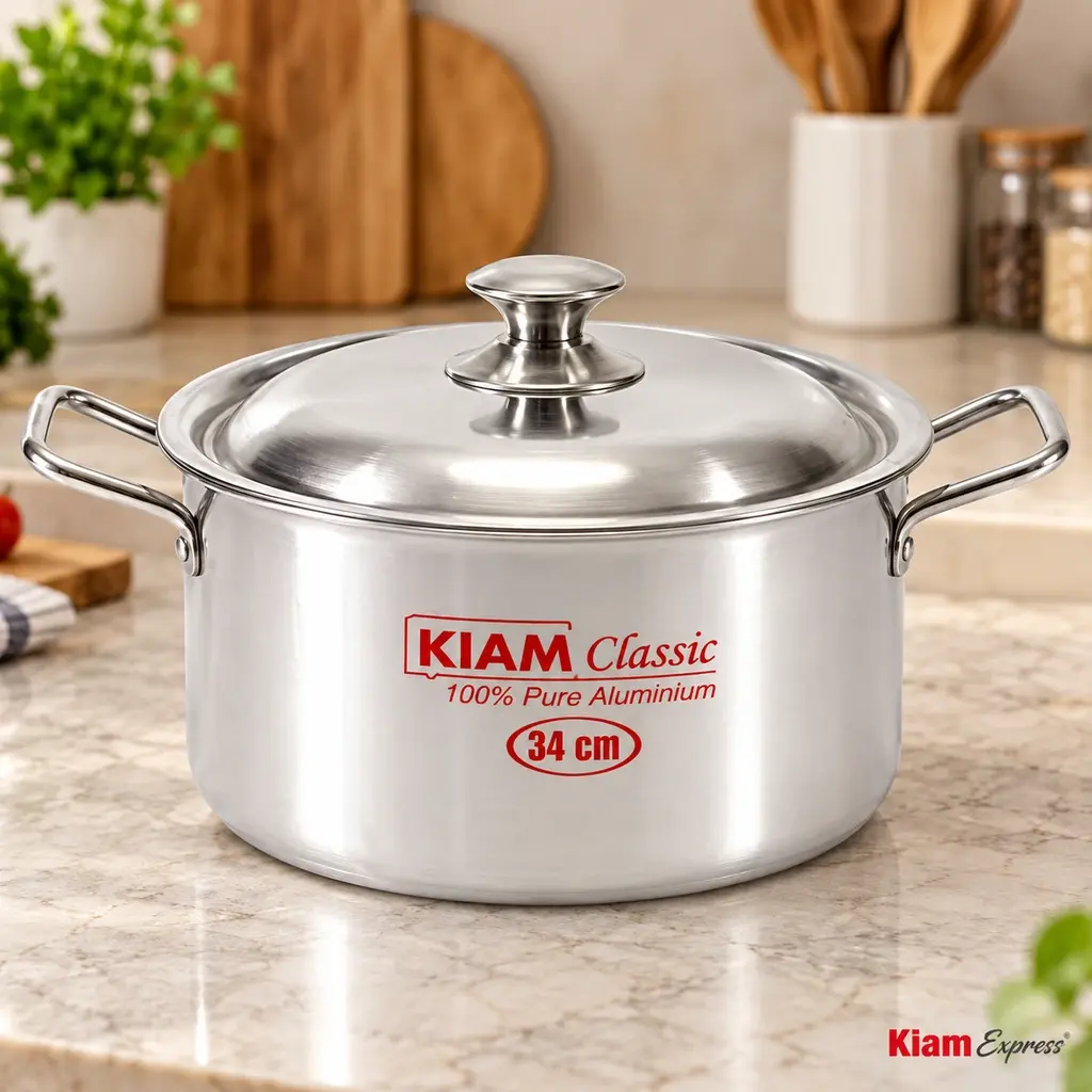Kiam Classic Aluminium Stock Pot with Lid – 34cm