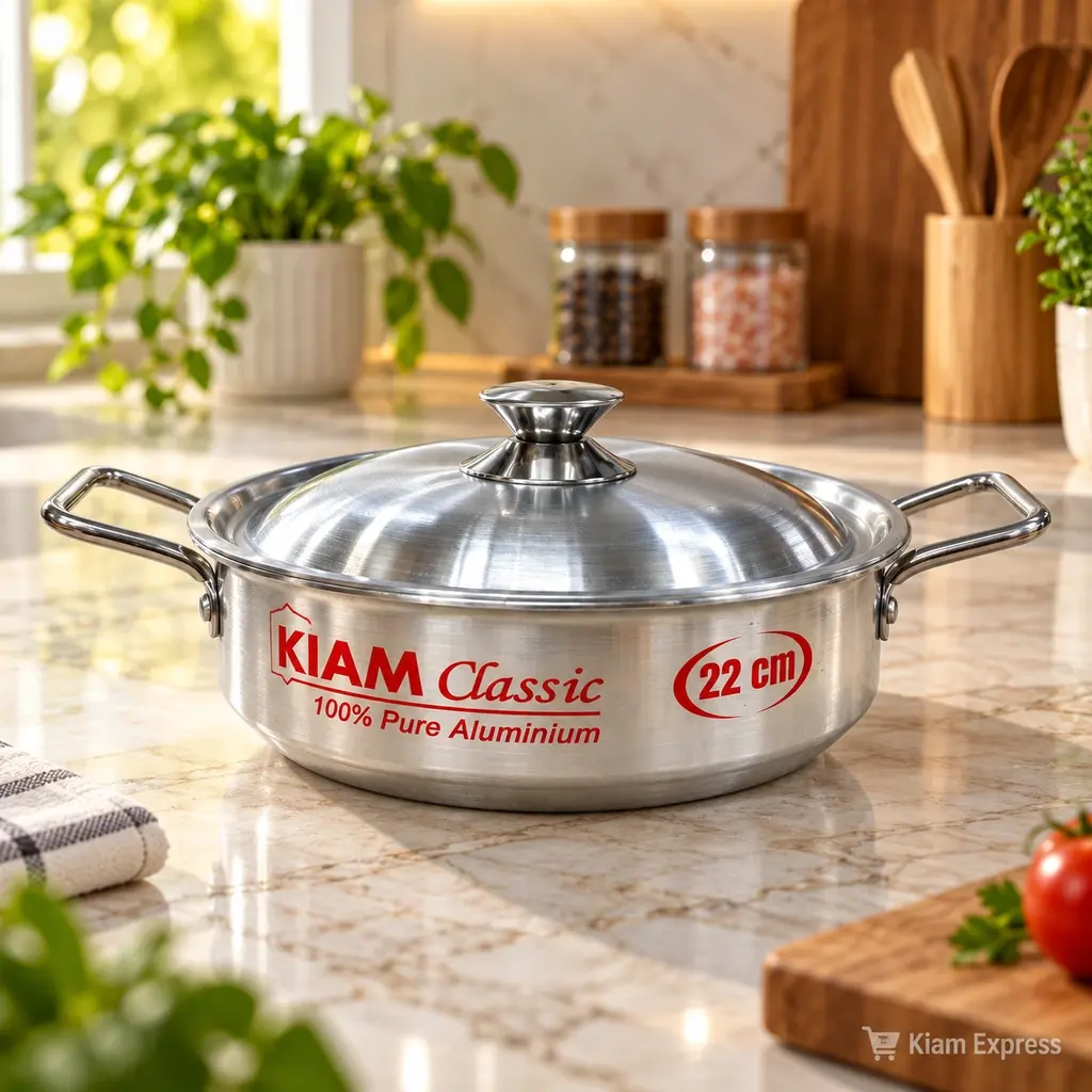 Kiam Classic Aluminium Wok Pan with Lid – 22cm