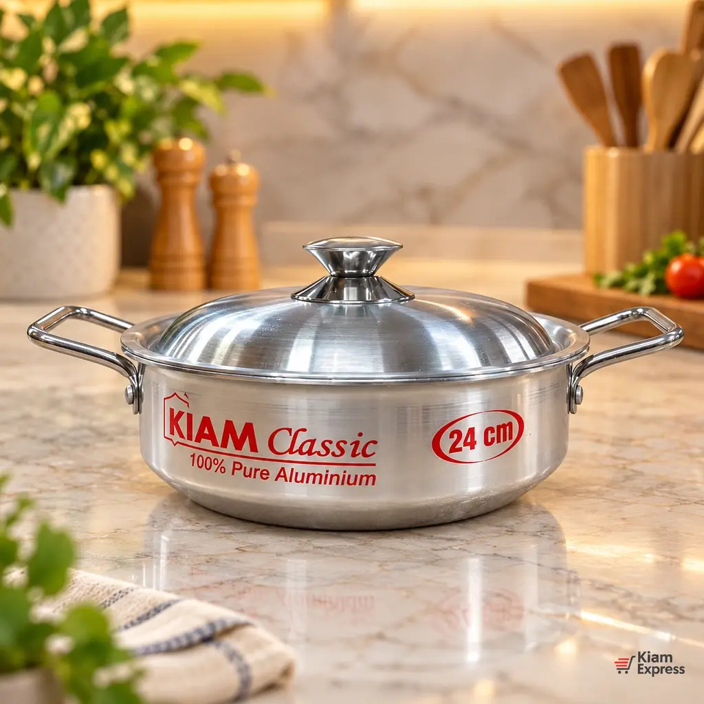 Kiam Classic Aluminium Wok Pan with Lid – 24cm
