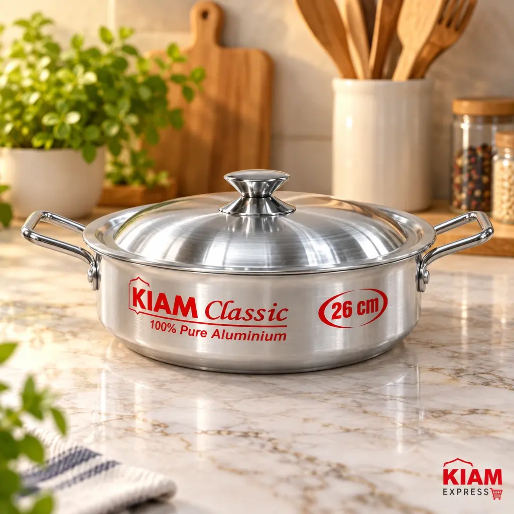 Kiam Classic Aluminium Wok Pan with Lid – 26cm