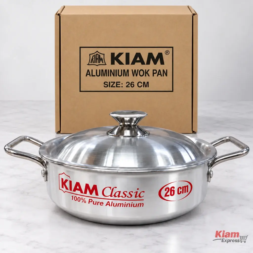 Kiam Classic Aluminium Wok Pan with Lid – 26cm