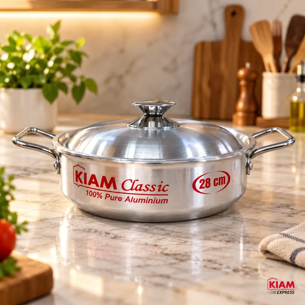Kiam Classic Aluminium Wok Pan with Lid – 28cm