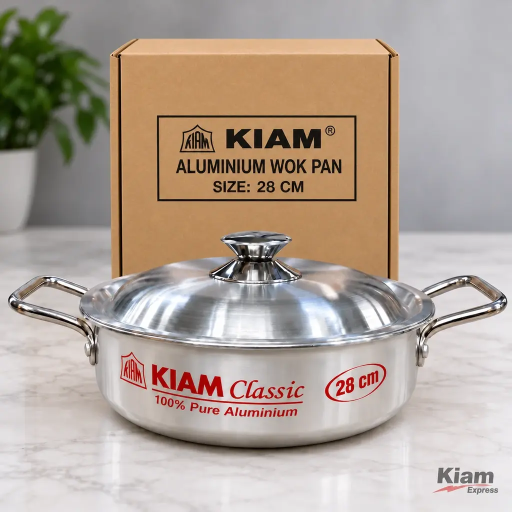 Kiam Classic Aluminium Wok Pan with Lid – 28cm