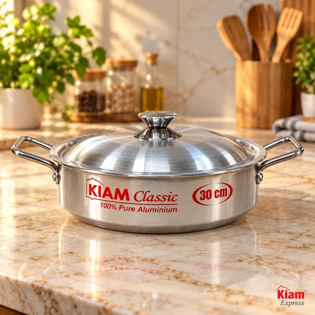 Kiam Classic Aluminium Wok Pan with Lid – 30cm