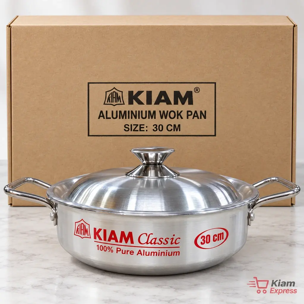 Kiam Classic Aluminium Wok Pan with Lid – 30cm