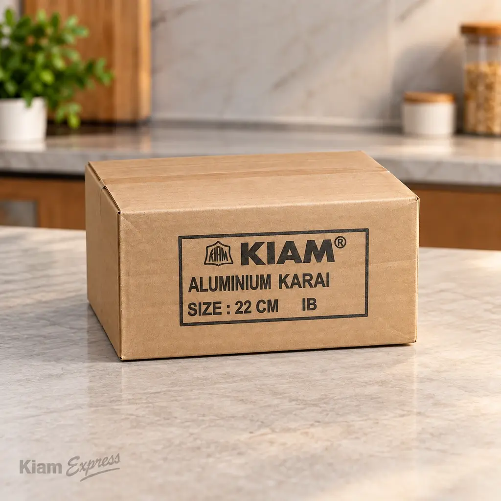 Kiam 22cm Aluminium Induction Base Karai with Glass Lid