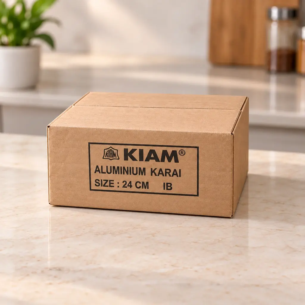 Kiam 24cm Aluminium Induction Base Karai with Glass Lid