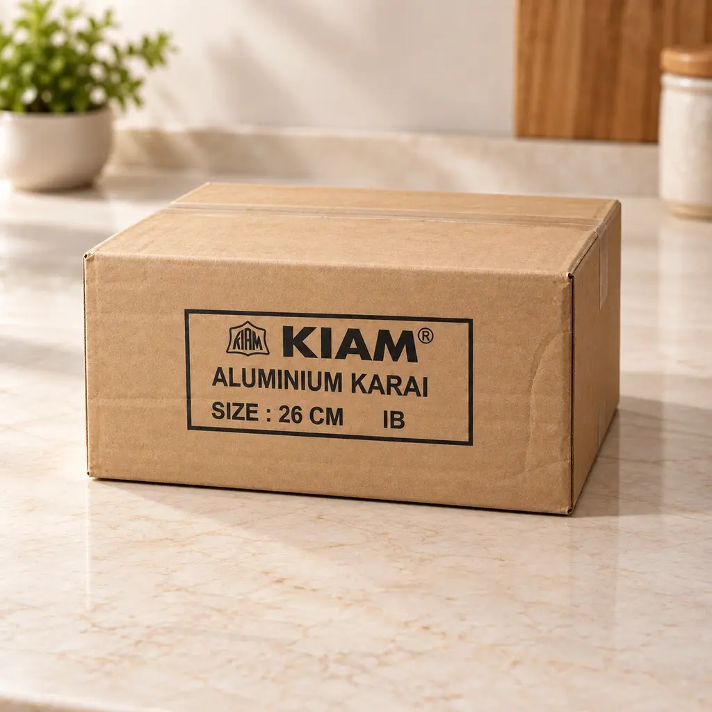 Kiam 26cm Aluminium Induction Base Karai with Glass Lid