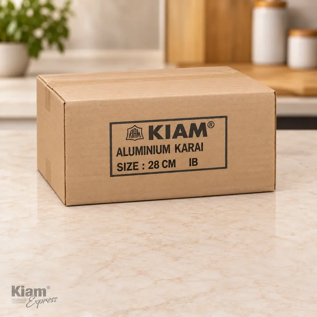 Kiam 28cm Aluminium Induction Base Karai with Glass Lid