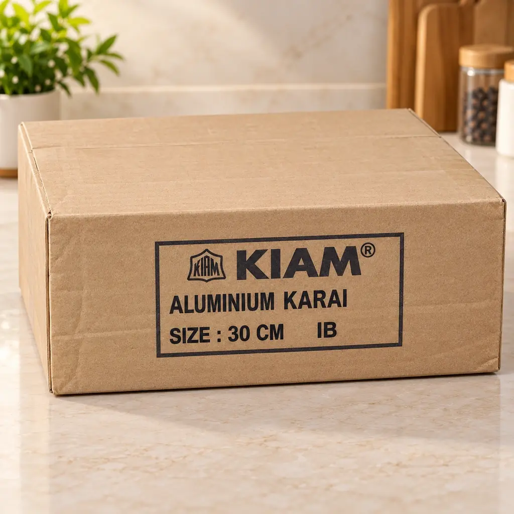 Kiam 30cm Aluminium Induction Base Karai with Glass Lid