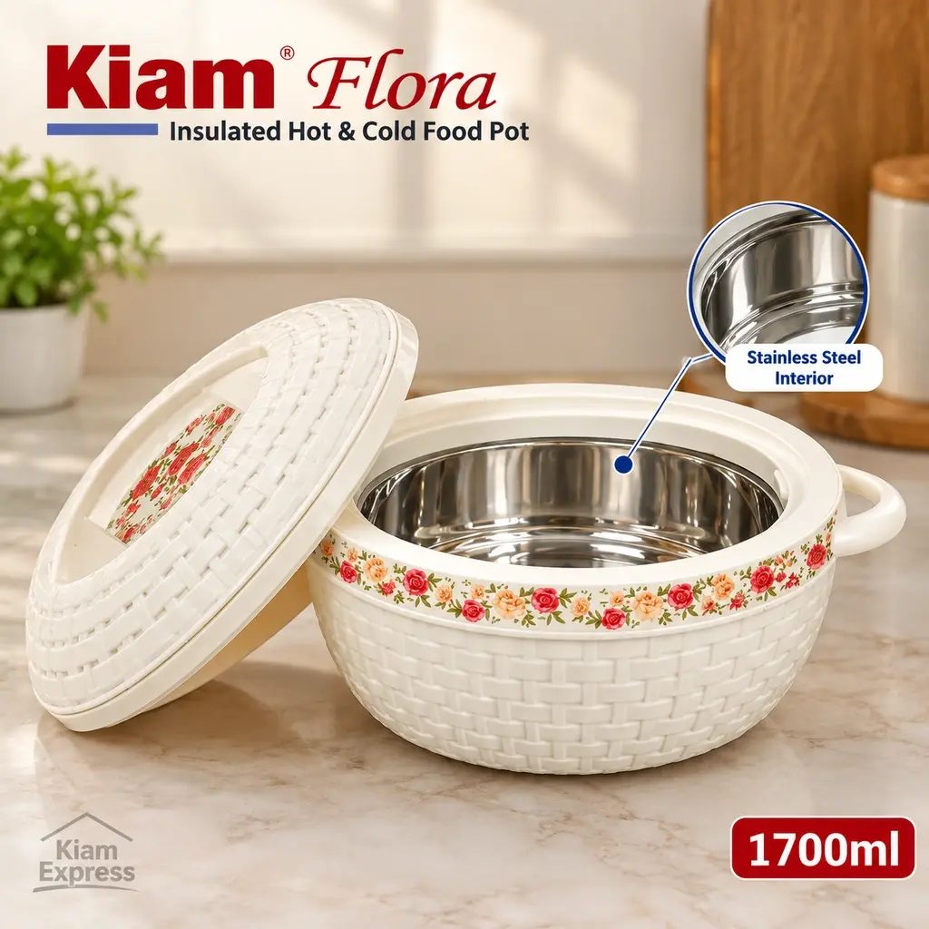 Kiam Flora Insulated Hot & Cold Food Pot with Lid – 1700ml