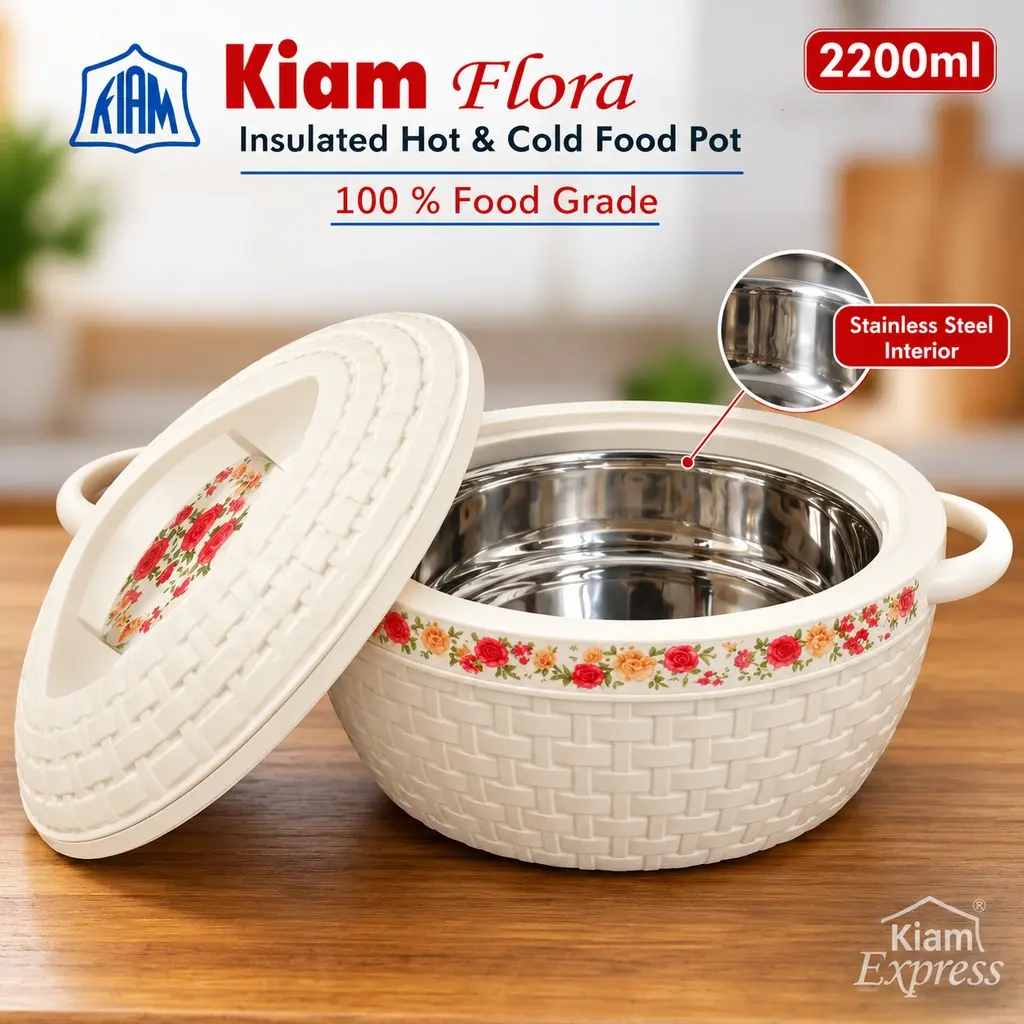 Kiam Flora Insulated Hot & Cold Food Pot with Lid – 2200ml