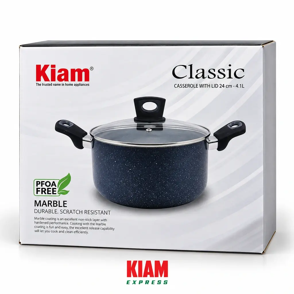 Kiam Marble Coated Casserole  – 24cm, 4.1L