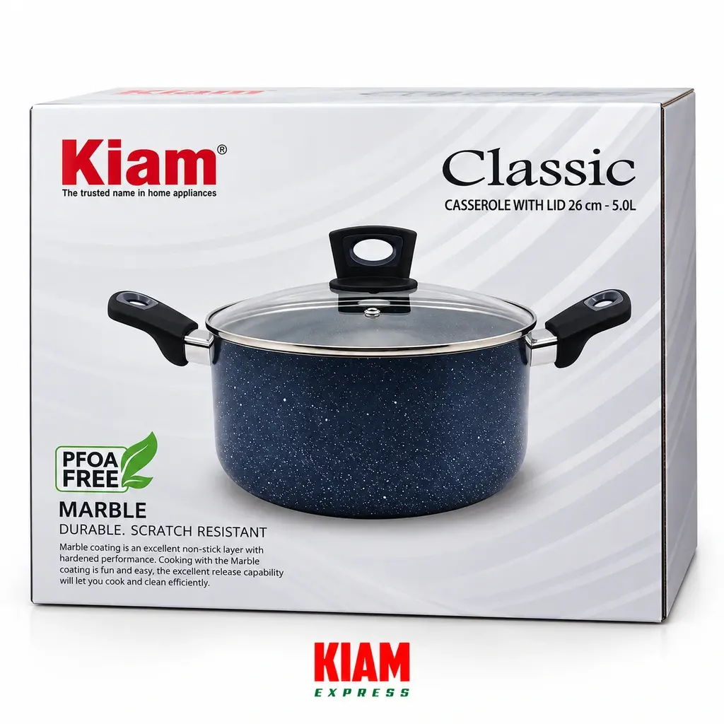 Kiam Marble Coated Casserole  – 26cm, 5.0L